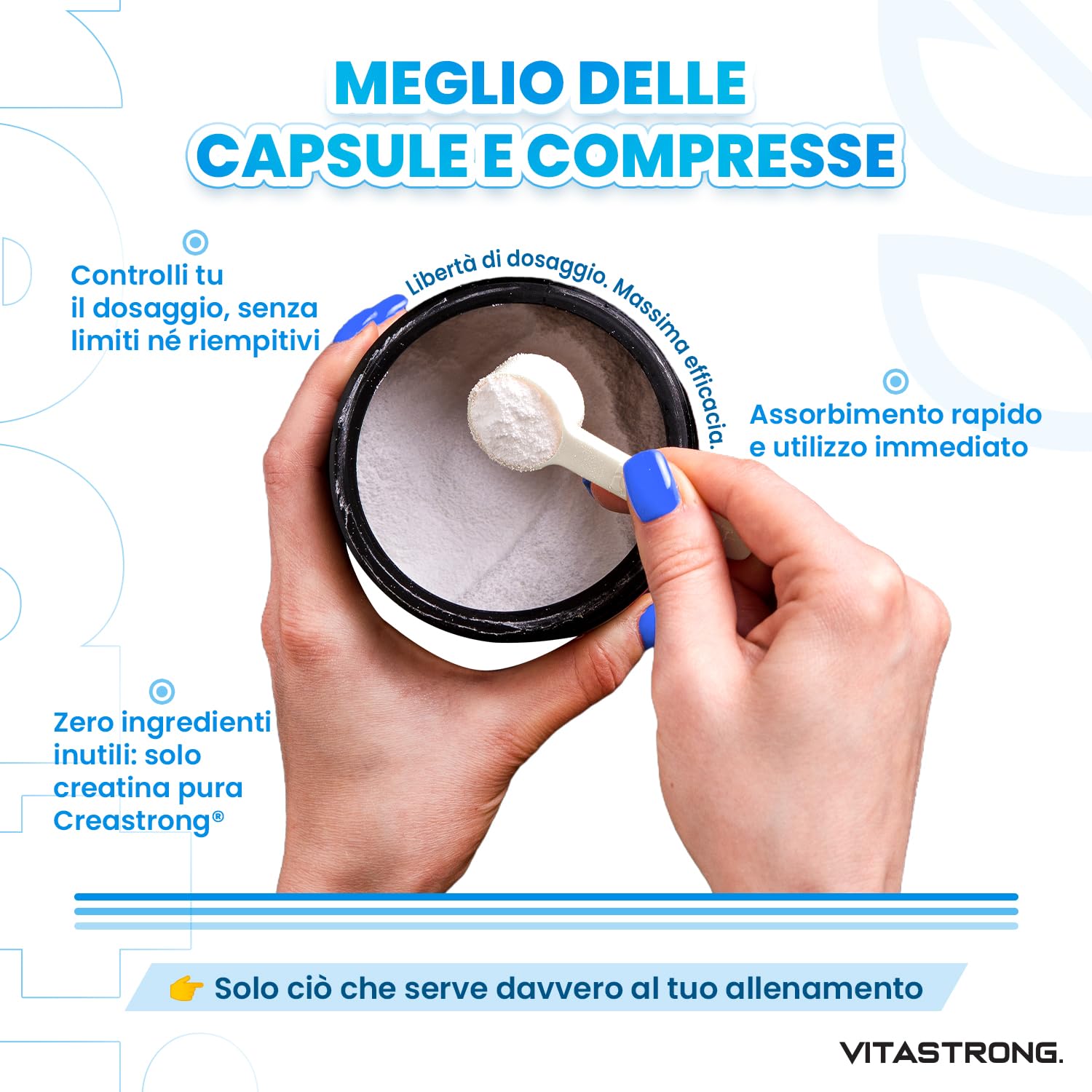 Creatina Monoidrata 3000mg CreaStrong Vegan Pura, Creatina in Polvere Senza Additivi, Pre, Intra, Post Workout, Alternativa a Creatina Capsule e Compresse (250 g (Confezione da 1), Creastrong)