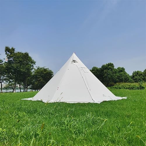 Miniatura 4 de Tipi - Tienda de campaña caliente con gato de estufa ignífugo para tubos de combustión, 3  4 personas, ligera, tienda de campaña tipi con falda de