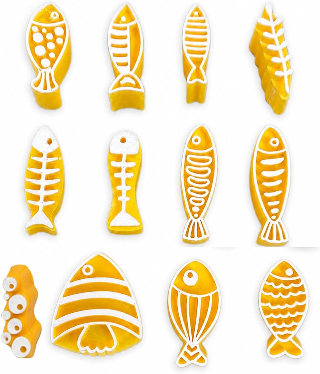 Fish Shaped Polymer Clay Stamp Set, Ocean & Fish Pottery Stamp for Clay (Yellow)