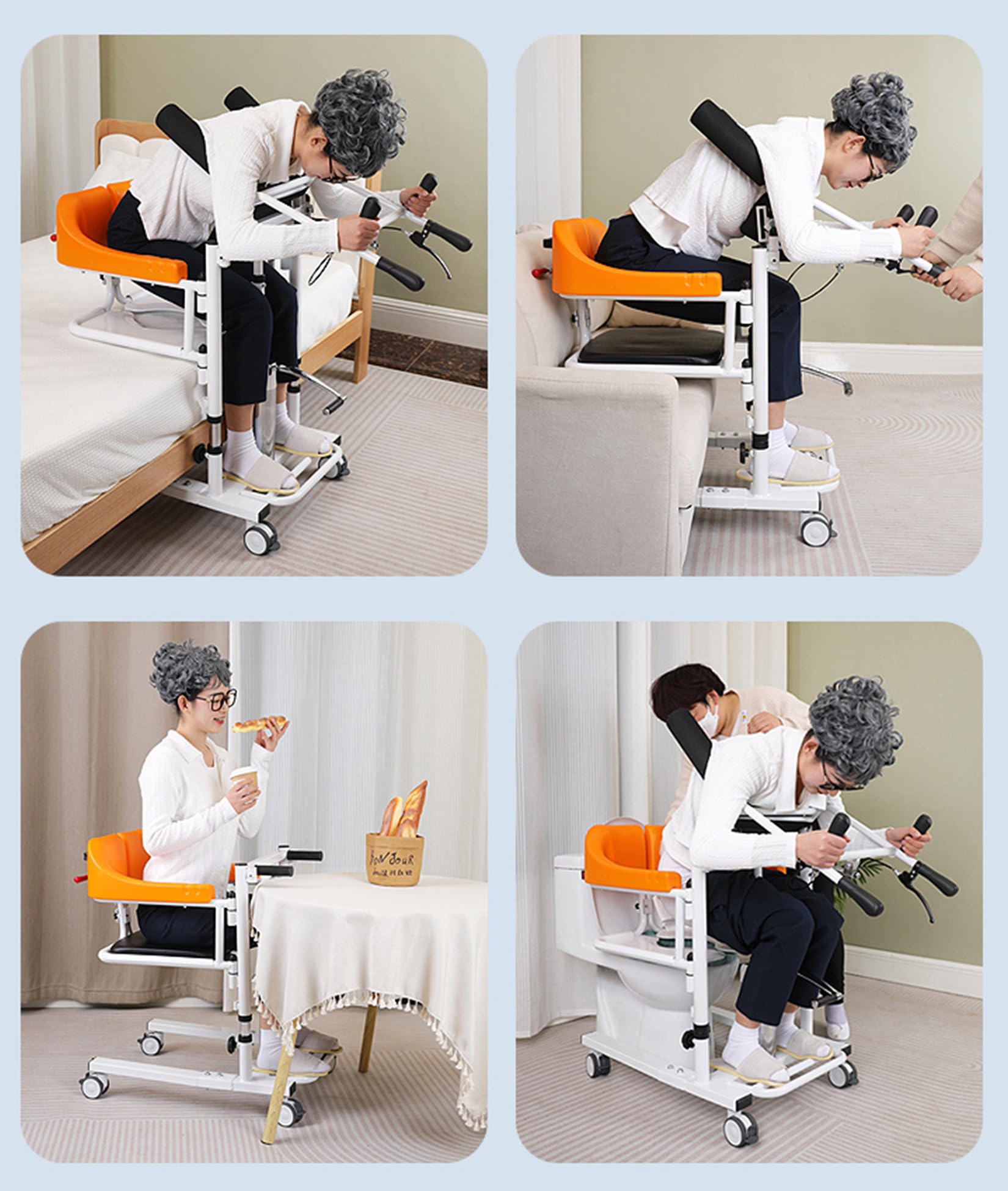Grúa Hidráulica para Pacientes con Soporte de Elevación Asistida, Sillas de Ruedas de Cuidado Personal Elevador Hidráulico de Pacientes Transferencia Corporal