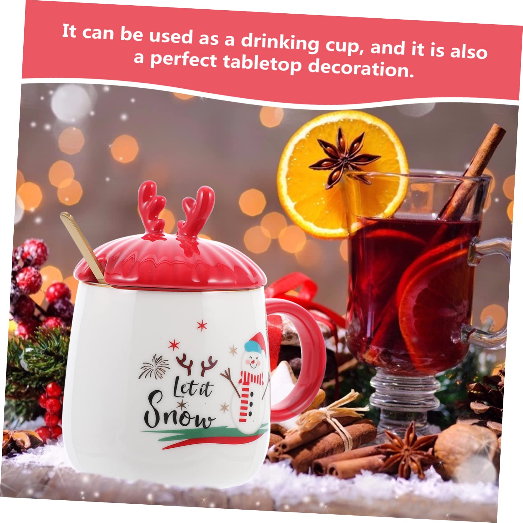 Graziosa tazza di Natale con corno di cervo 3D, 450 ml, in