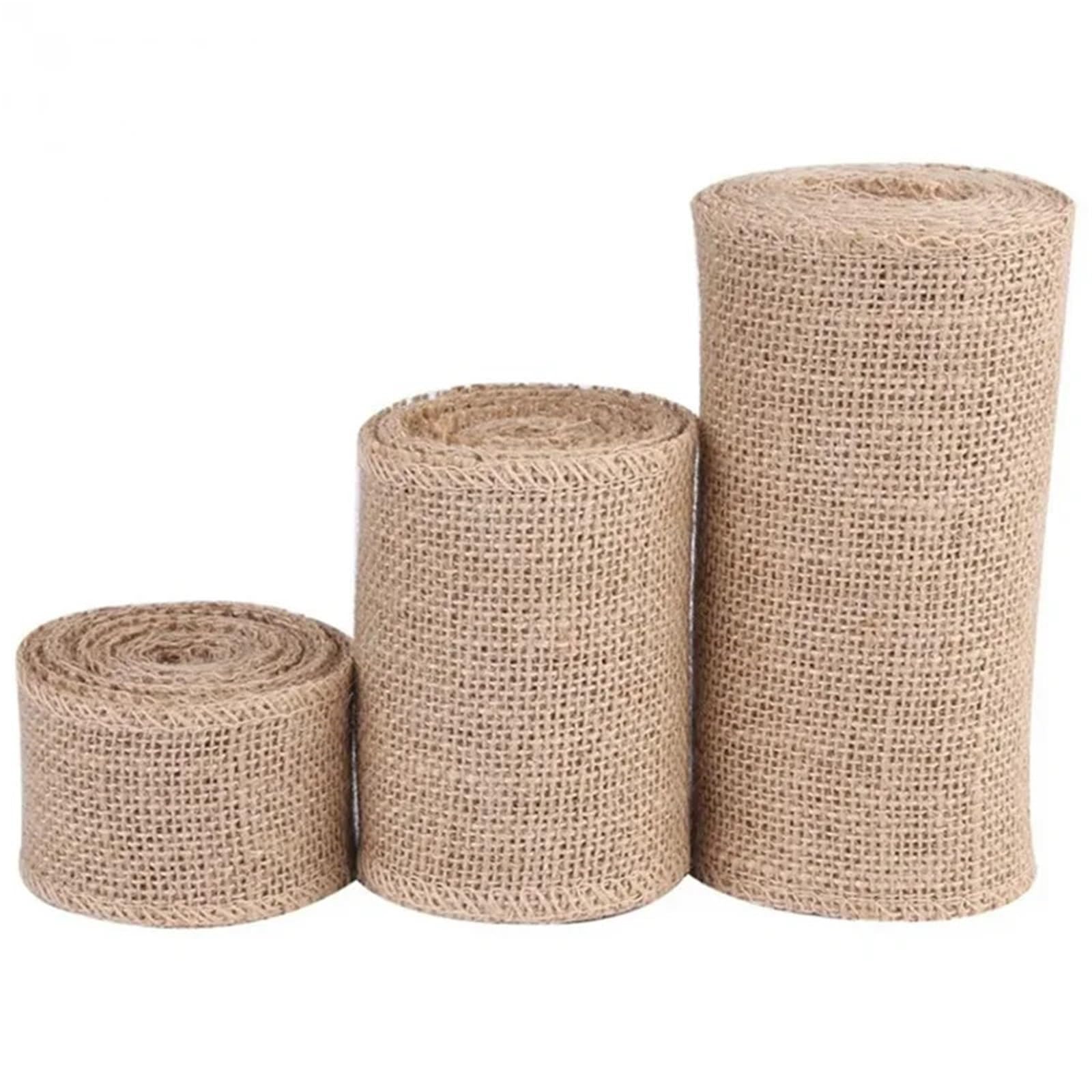 Natur Juteband Sackleinen 10 m natürlicher Jute-Sackleinenstoff, 6–15 cm Rolle