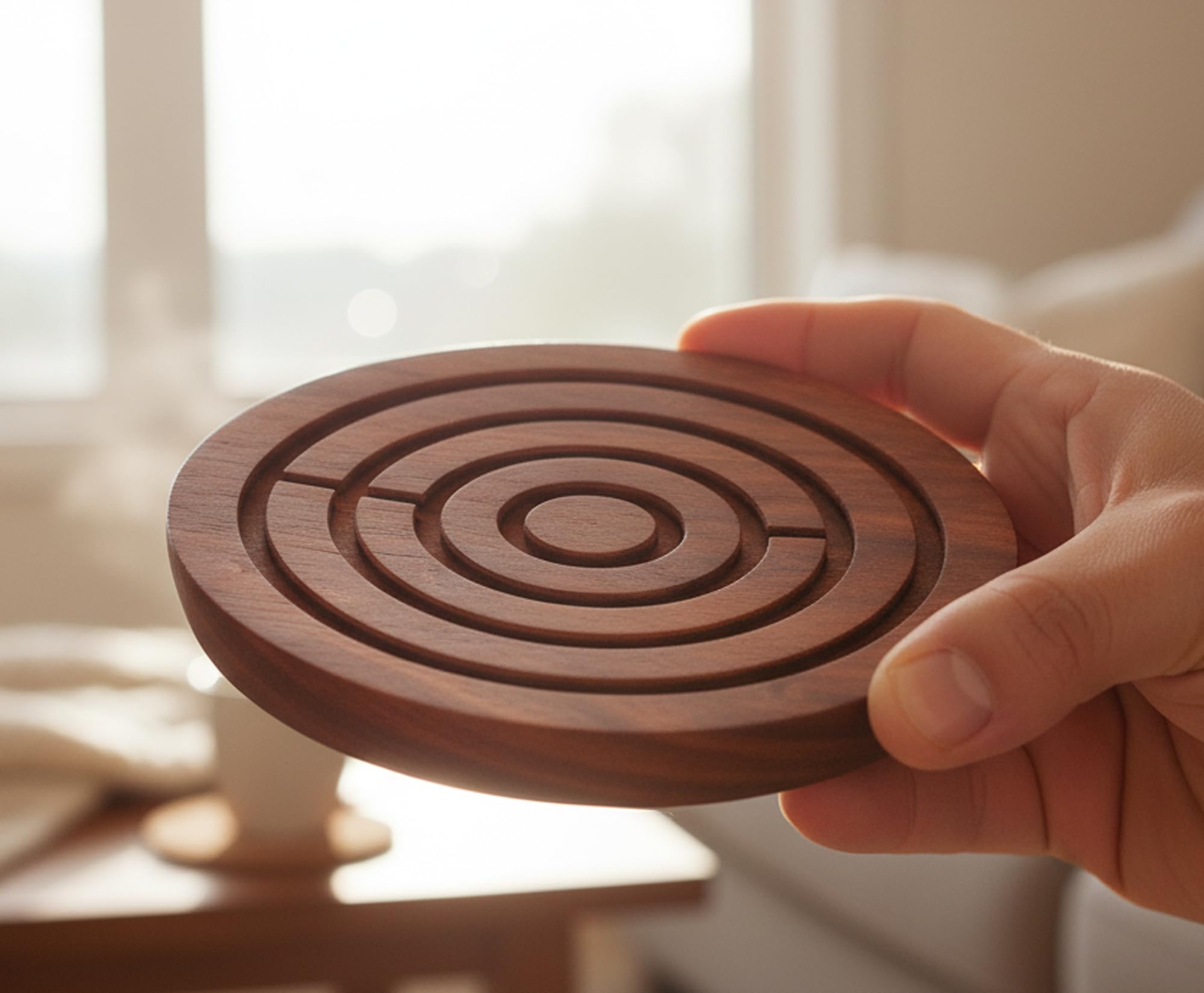 StonKraft Wooden Labyrinth Board Game Ball in a Maze Puzzle Toys - Indoor Puzzle Game for Young Adults (4 Inches)