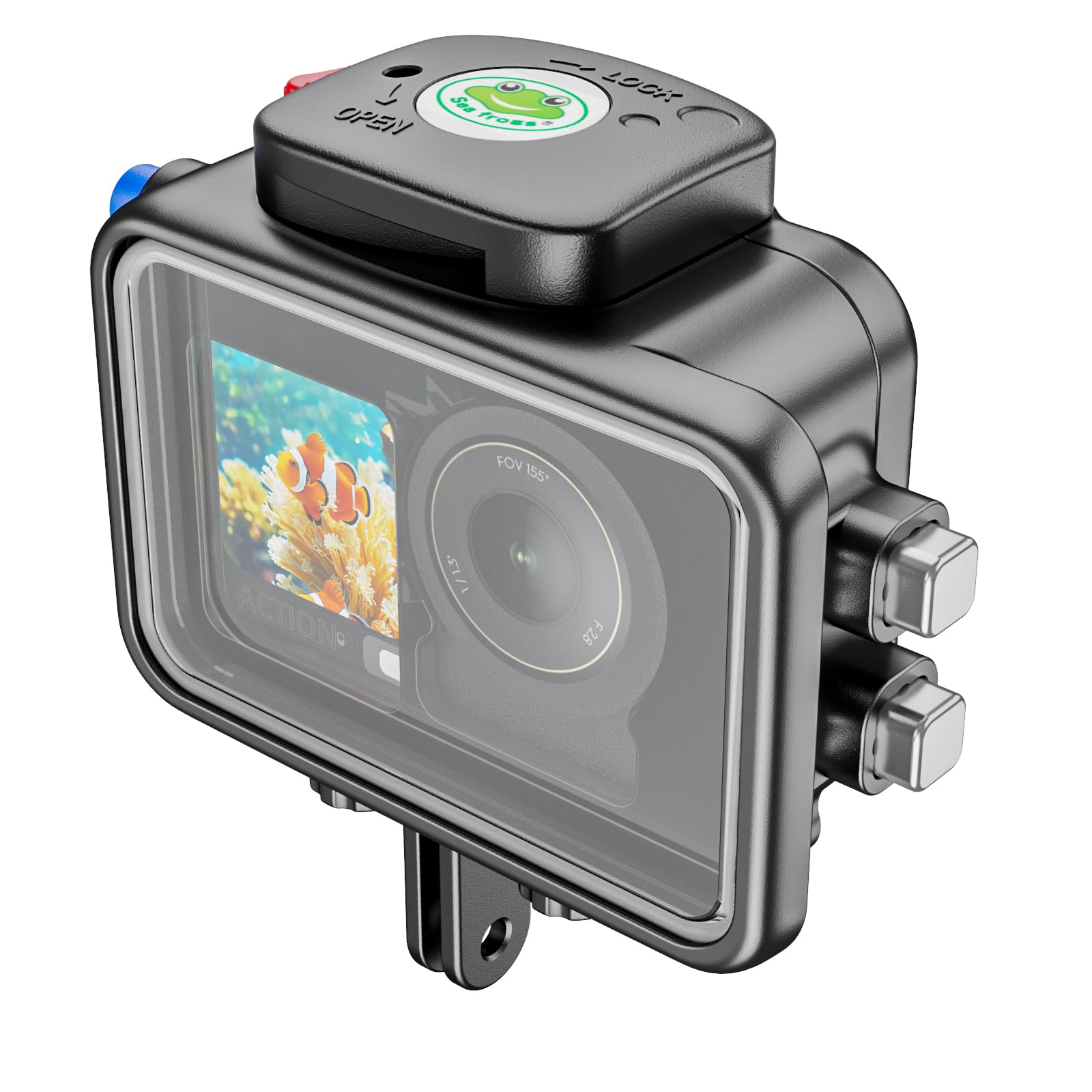 Sea frogs Carcasa de aleación de aluminio impermeable para cámara de acción DJI Osmo Action 6/5/4, funda impermeable subacuática, resistente a los golpes y a la presión (profundidad del agua 200 m)