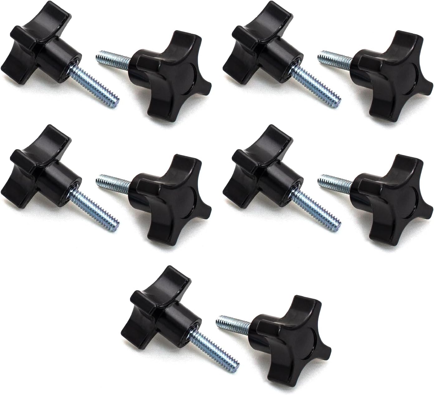 POWERTEC QNB3008-P2 4-Point Stud Knobs, 1/4"-20 Threaded Thumb Screw Star Knob with 1" Stud, 10 PK