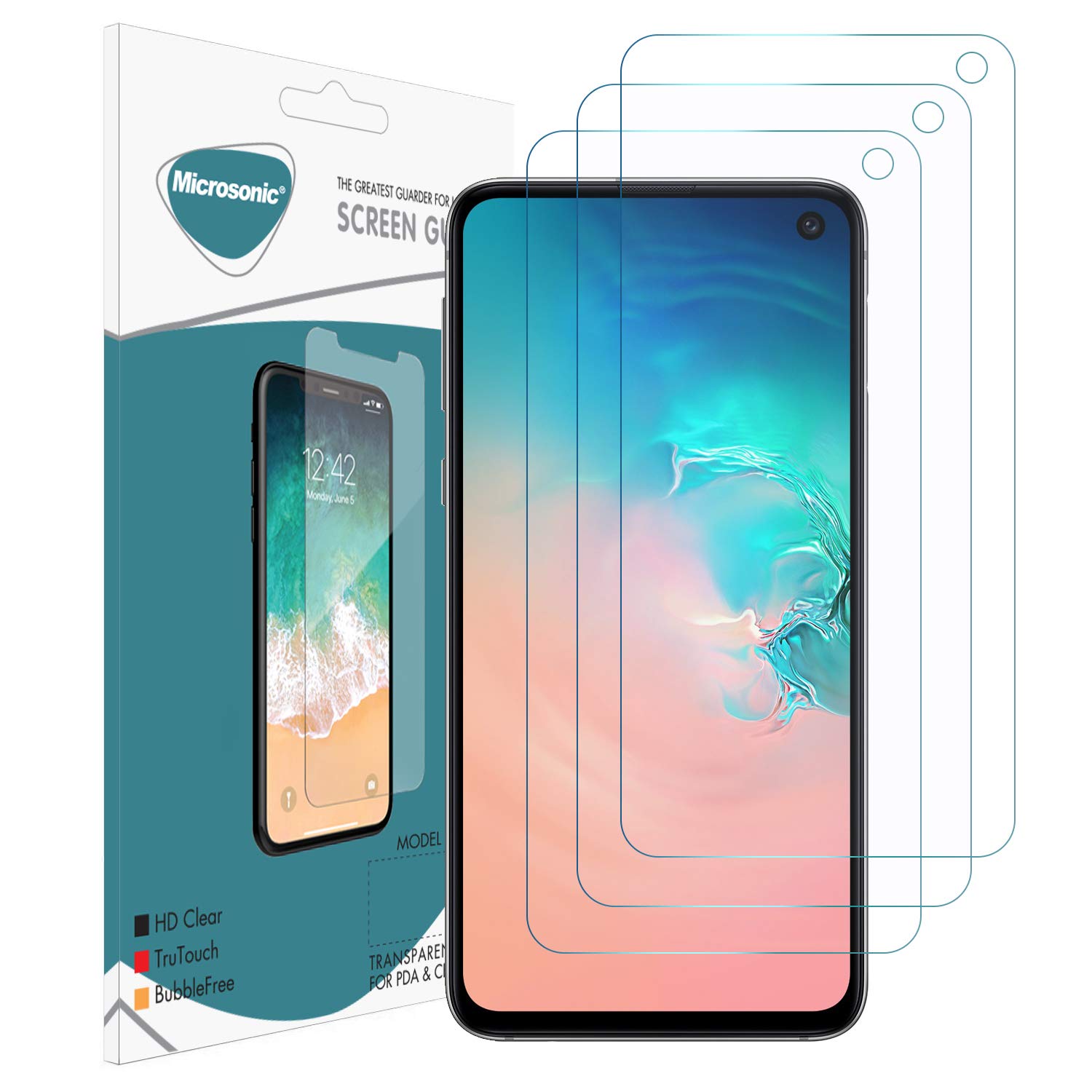 Microsonic Samsung Galaxy S10e Ekran Koruyucu Nano Cam (3'lü Paket) [Galaxy S10e ile Uyumlu Ekran Koruyucu]