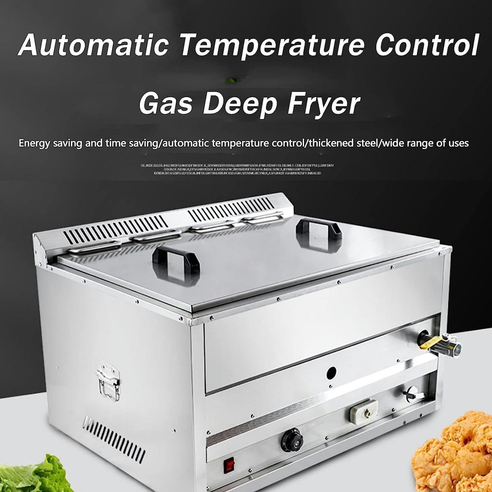 Freidora a Gas para encimera, Control de Temperatura de freidora a Gas Comercial, Tanques de Acero Inoxidable, Tanque de Gran Capacidad, freidora Independiente~/