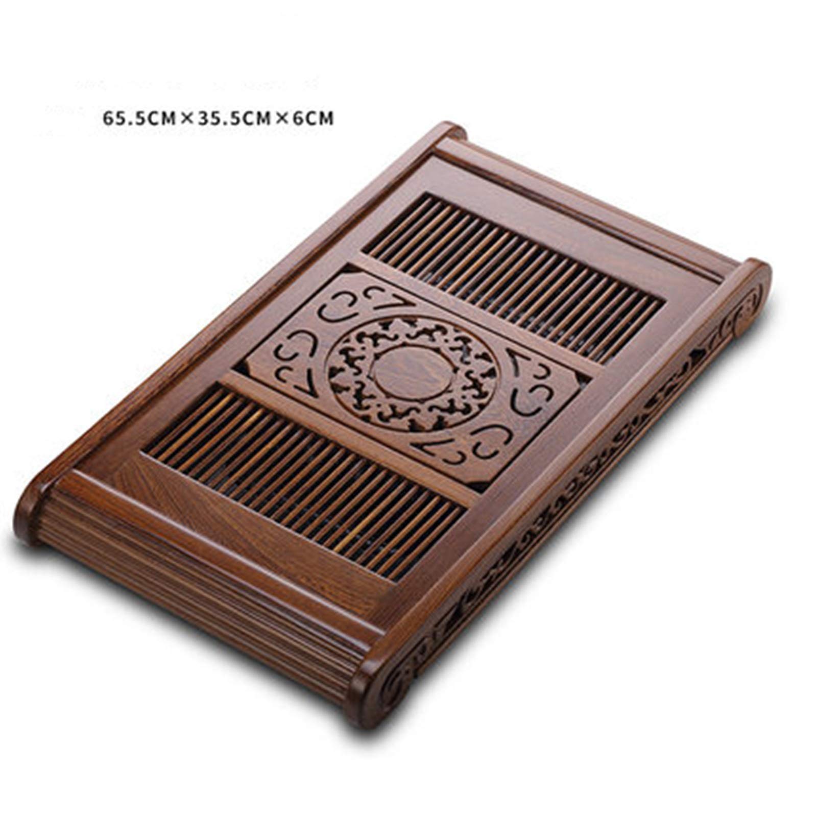 Tace Na Herbatę Taca Na Herbatę Z Litego Drewna Stolik Na Herbatę Z Palisandru Prosty Pojemnik Na Wodę Odpływ Naczynia Do Herbaty Kung Fu Duża Prostokątna Taca Zest,Wenge Wood-65.5x35.5x6cm
