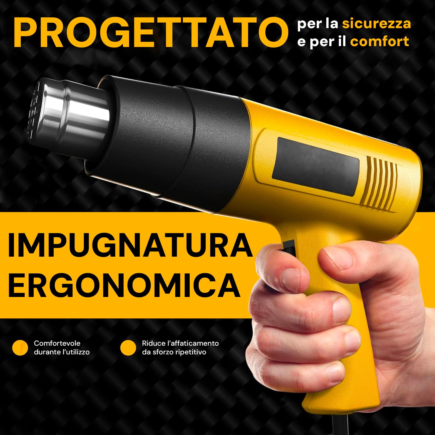 Pistola Termica EBERTH 2000W Digitale Con LCD, 80-600°C, Valigetta E 8 Accessori Inclusi