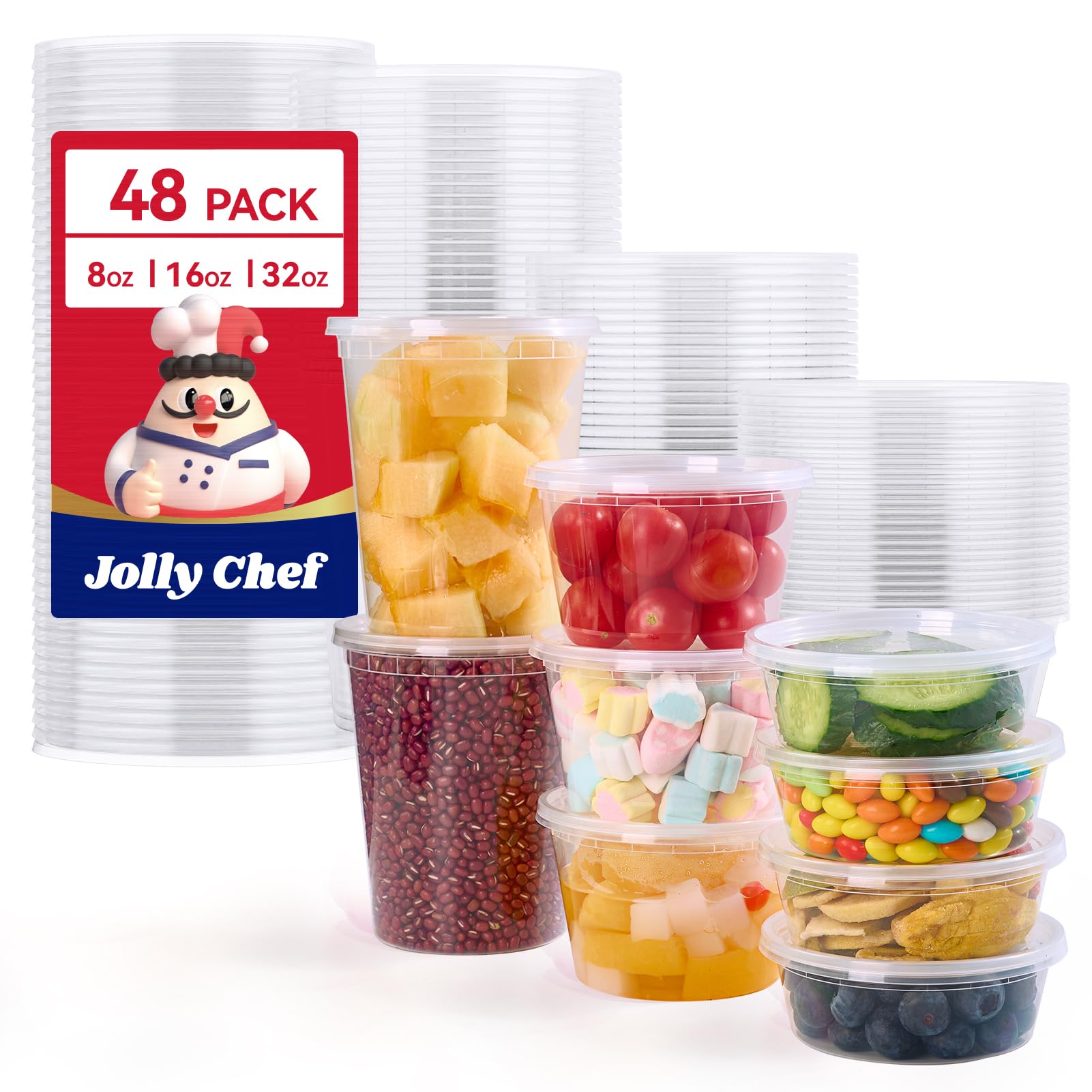 Amazon.com: JOLLY CHEF Deli Food Storage Containers with Lids: [48