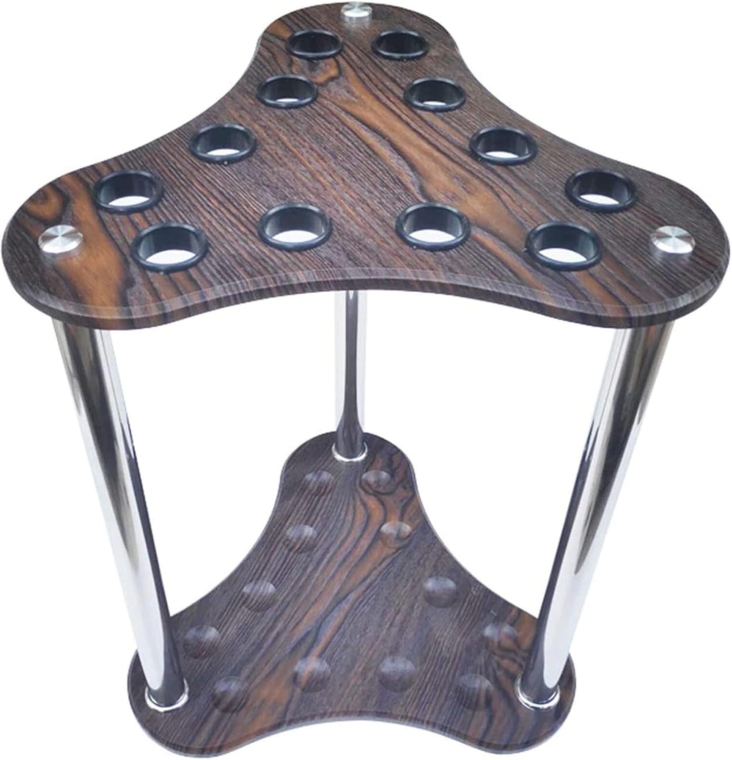 Freestanding Wooden Billiard Cue Rack Stand – Holds 12 Pool Cues, Durable Wood Grain Finish, Easy Assembly, Scratch & Water-Resistant, Perfect for Game Rooms