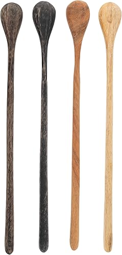 Miniatura 8 de Karma Gifts - Juego de 4 cucharas de degustación, cucharas de madera negra para cocinar, tamaño mediano