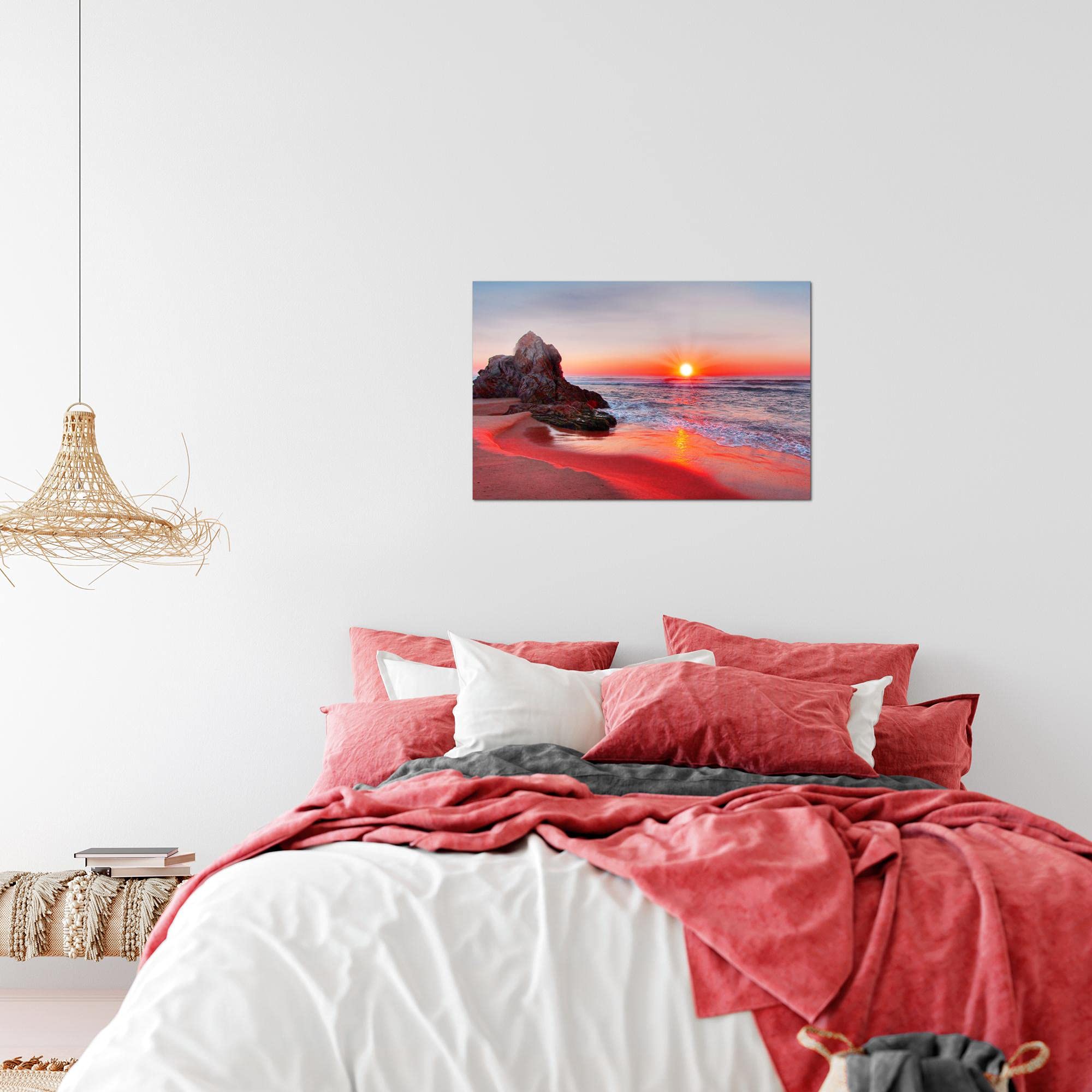 Lupia - Quadro Moderno BRILLANT Con Glitter Sunset With Horses Stampa Su Tela Poliestere Decorazione Artigianale Italiana Arte Da Parete Per Soggiorno E Ufficio 52x122 Cm Telaio Legno 89434004