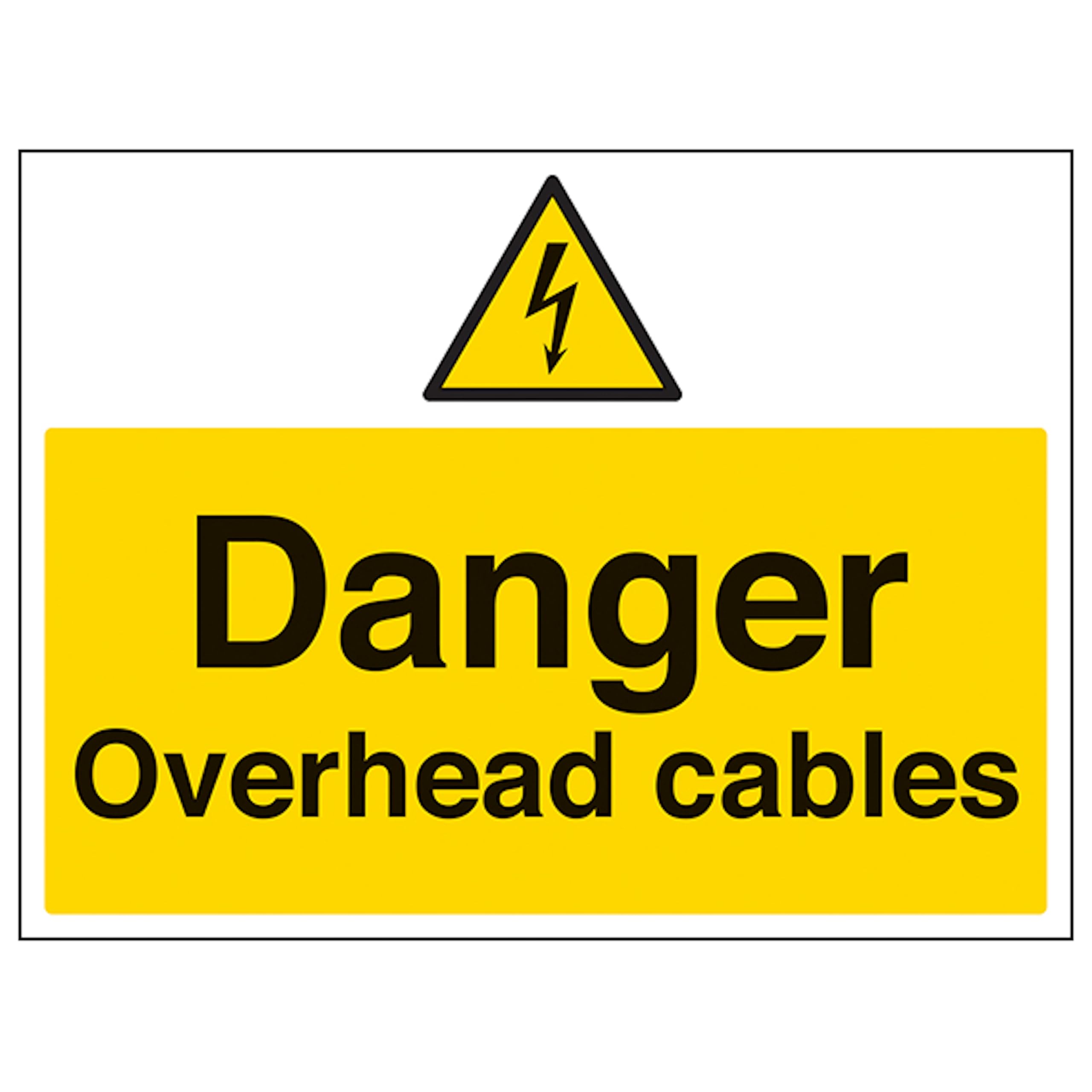 V Safety Danger Overhead Cables - Large Landscape 400 x 300 mm - 3mm Aluminium Composite Safety Sign