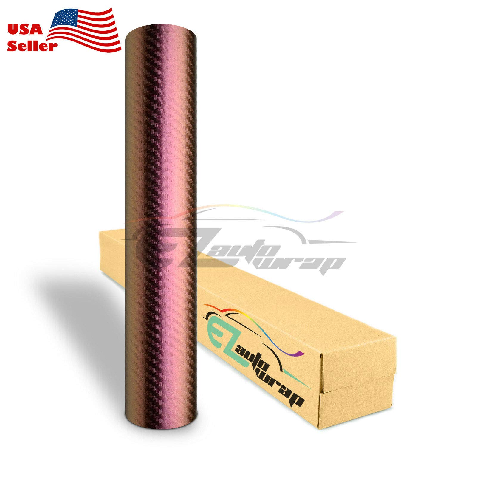 EZautowrap Purple Gold Chameleon Carbon Fiber Car Vinyl Wrap Sticker Decal Sheet Air Release Bubble Free Peel and Stick Self Adhesive - 4