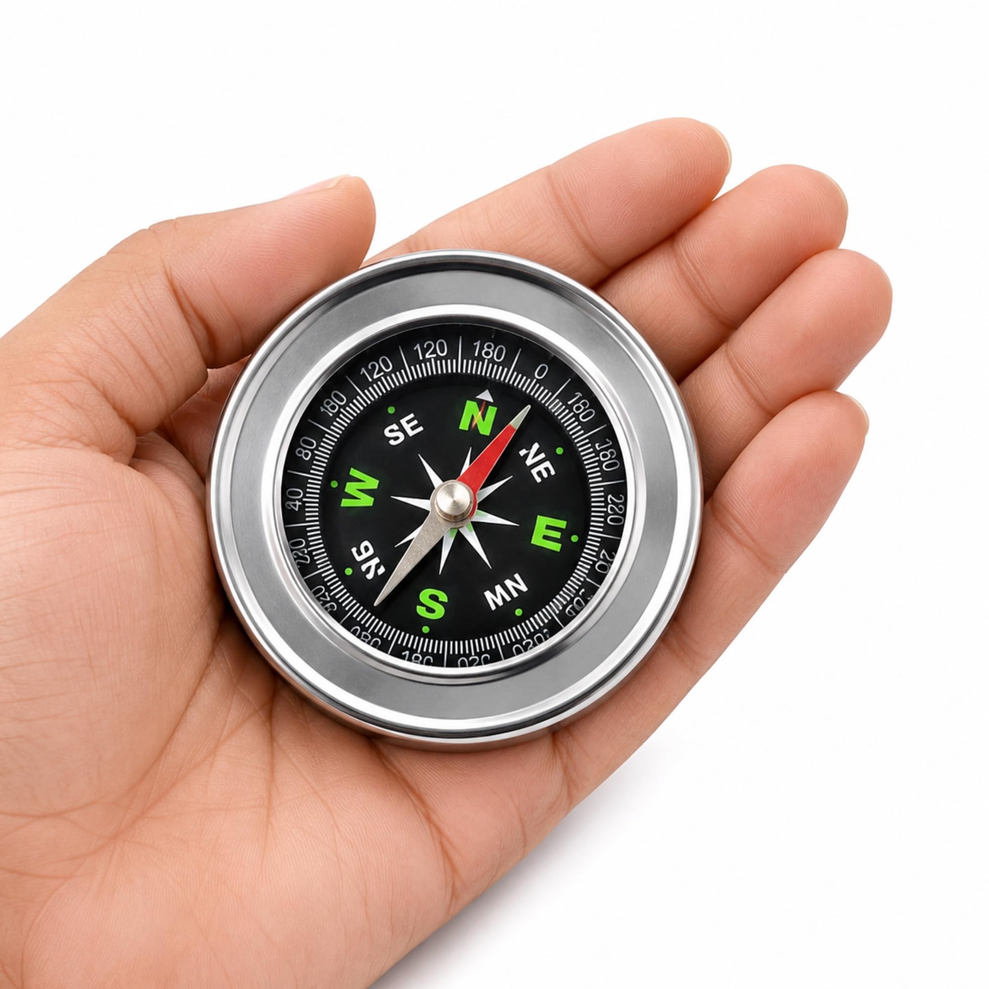 Pocket Magnetic Compass Stainless Steel 75mm Accurate Direction Finder with 360° Degree Scale for Camping, Hiking, Trekking, Navigation, Outdoor Survival, Travel & Map Reading-image-44