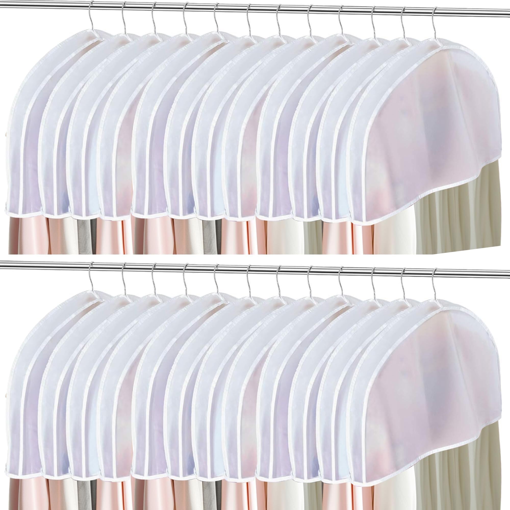 Garment Covers For Hanging Clothes, Shoulder For, Dust For, Suit For Closet, Plastic For(24 X 12X 2''/24PCS)