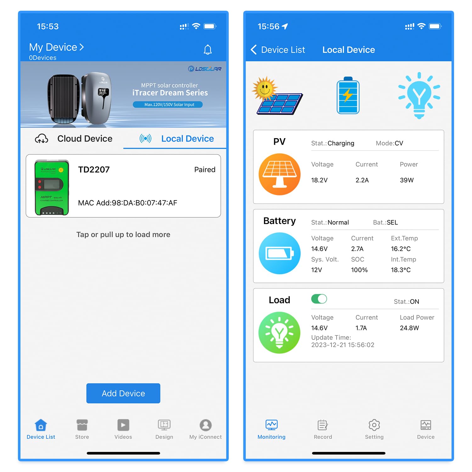 Regolatore di carica solare MPPT, 40 A, 12 V / 24 V automatico, max PV 100 V, modulo Bluetooth integrato, controllo remoto via APP, regolatore di carica per pannello solare per batteria Gel