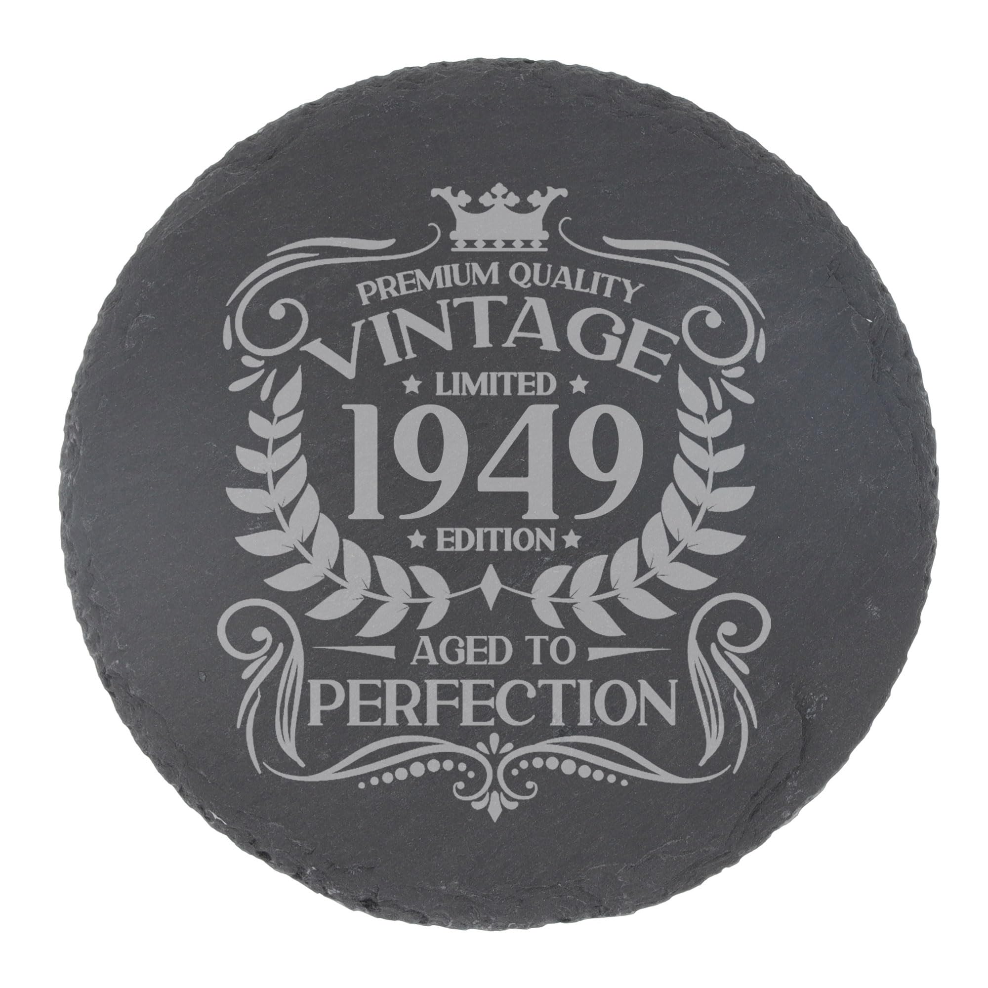 80th Birthday Gift for Men Vintage 1946 Aged to Perfection Engraved Slate Coaster Present for 80 Year Old Etched Natural Slate Placemat (Round Slate) — view 219