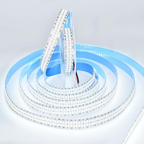 Miniatura 9 de Tira de luz LED de doble fila, luz blanca diurna 6500 K, súper brillante, regulable, impermeable, 12 V, 16.4 pies, SMD 2835 2400 LED, cinta de luz