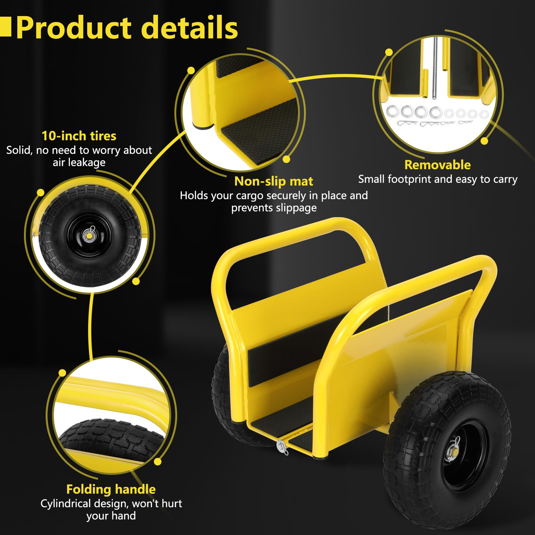 Carrello per pannelli resistenti, capacità 1000 libbre, pneumatici in gomma solida per tutti i terreni da 25,4 cm, per spostare cartongesso, porte e lastre
