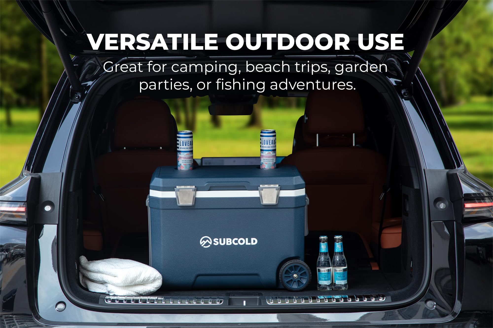 Subcold MOBI45 - Borsa frigo con ruote, grande, isolata, 45 l, con manici e scarico, refrigeratore per viaggi, auto, campeggio e attività all'aperto, rimane fresco per 3 giorni, isolamento in schiuma
