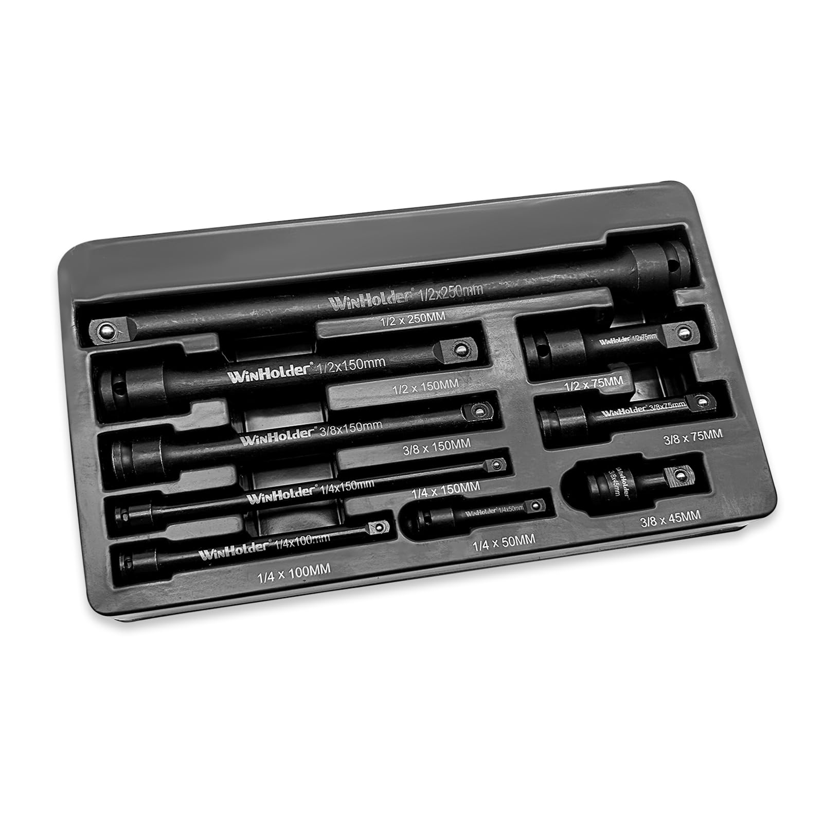 WinHolder Industrial 9pc Pneumatic Impact Extension Bar Set, 1/4", 3/8" - Image 2