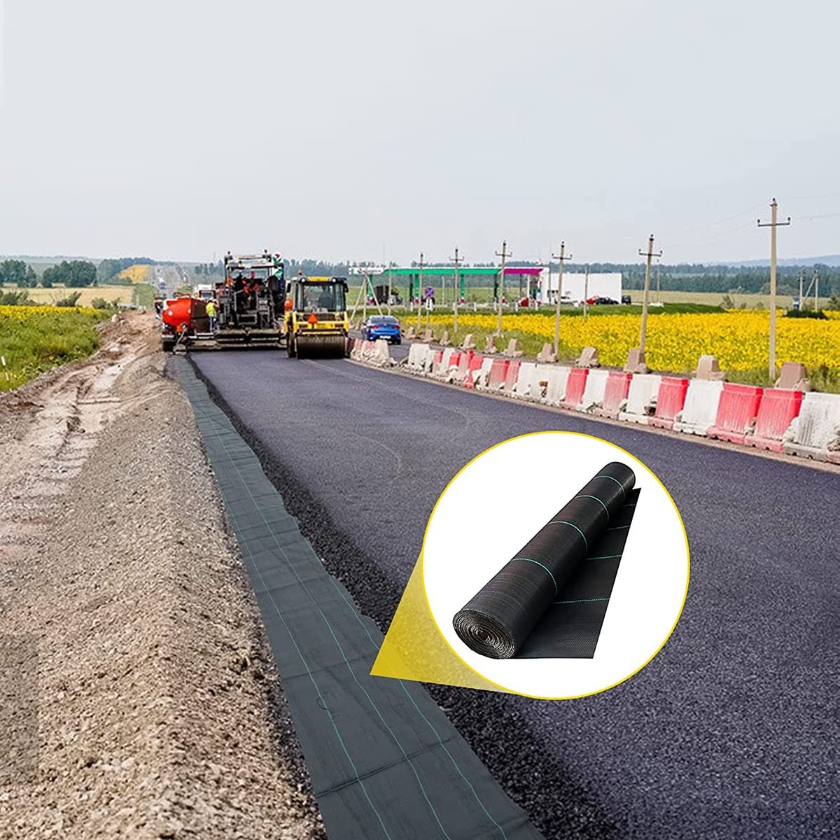 Tela de geotextil, cubierta de suelo de jardín tejida de PP, tela de paisaje de geotextil resistente, tela de paisaje tejida de alta densidad, tapete de control de malezas de fácil instalación ( Size