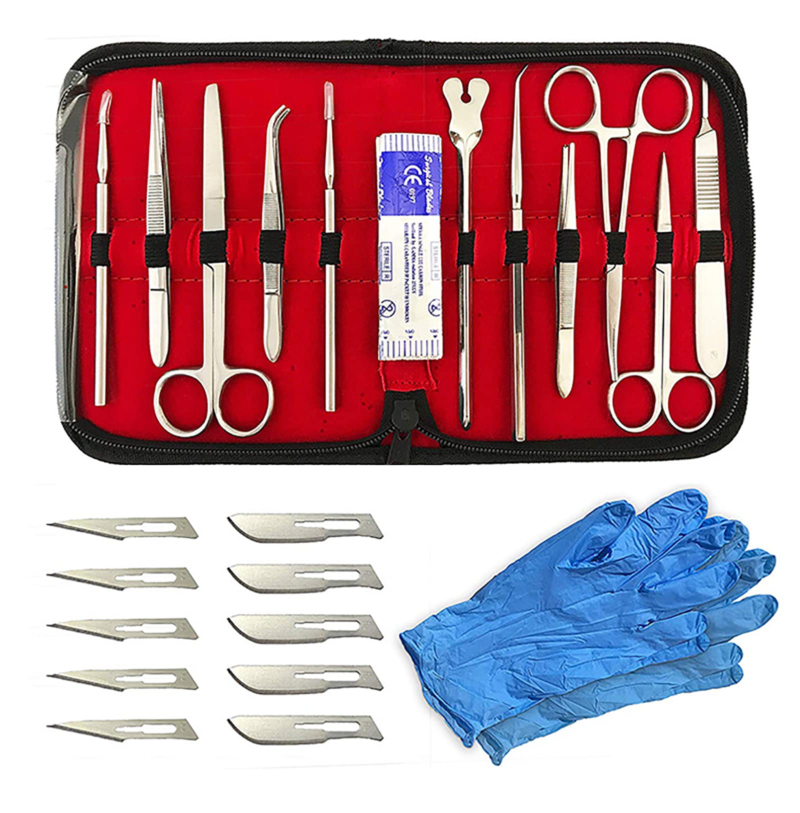 Kit De Disección De 22 Piezas Para Laboratorio De Biología, Kit De Disección De Hojas De Acero Inoxidable, Con Hojas De Bisturí, 1 Par De Guantes Grandes Y Estuche De Almacenamiento Organizador.
