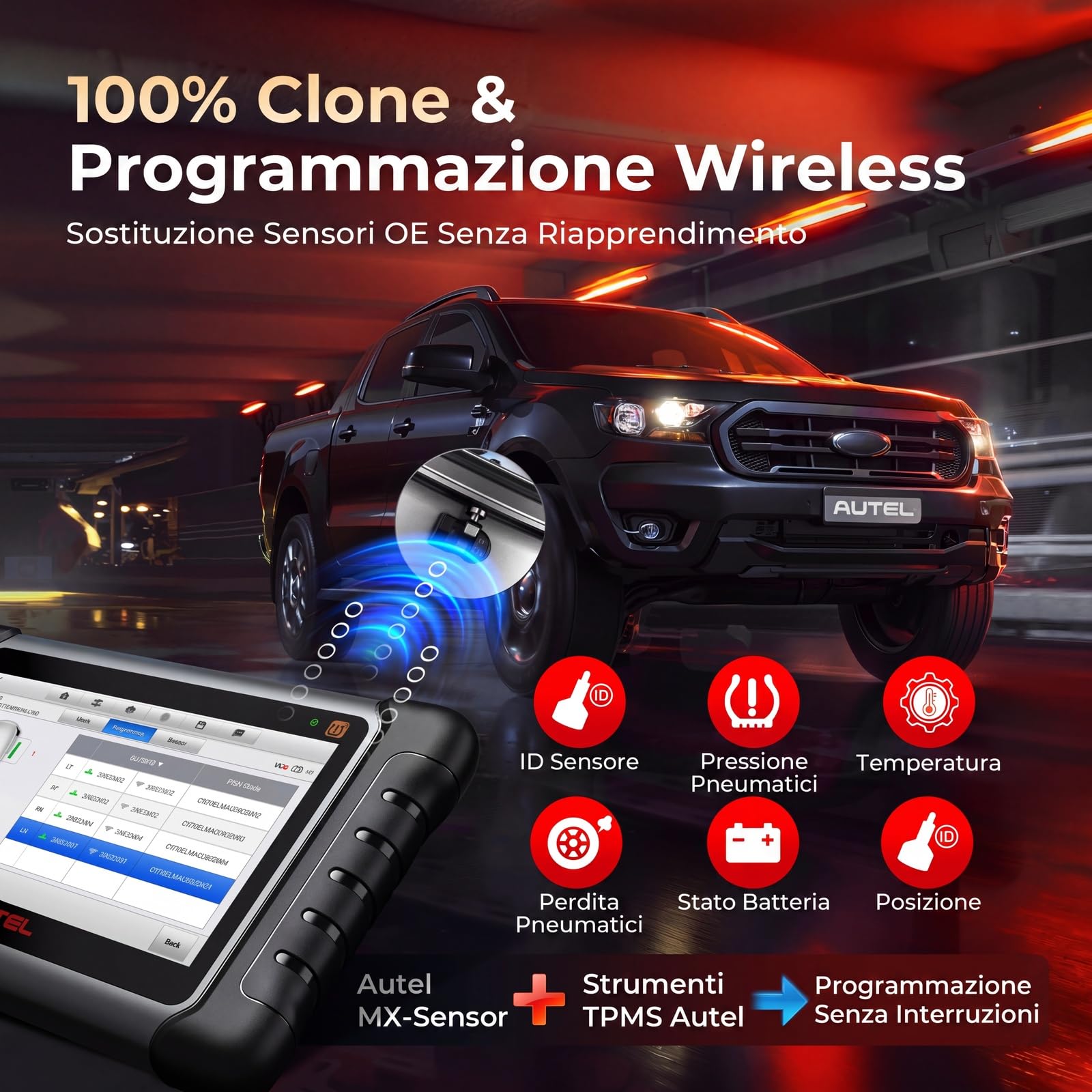 Autel RDKS 2 in 1 MX-Sensor a doppia frequenza, sensori TPMS di livello OE per il 99% delle auto, sensore di pneumatici programmabile al 100%, funziona con TS408S TS501Pro TS508WF TS601 strumento TPMS