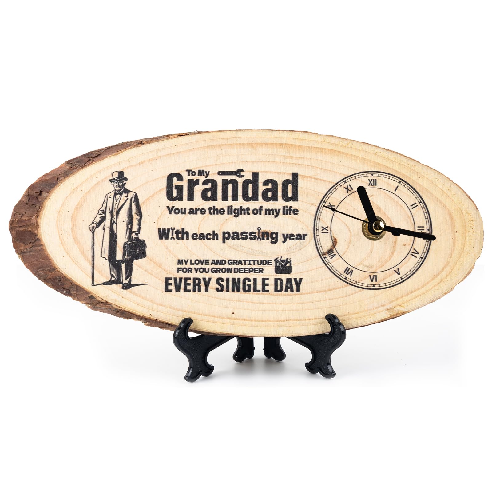 Belillpipi Grandad Gifts, Grandad Birthday Gifts from Grandchildren, for Grandad, Retirement for Grandad's Presen, Wooden Clock Gift Ideas for Grandads Fathers-Home Decor for Grandpa