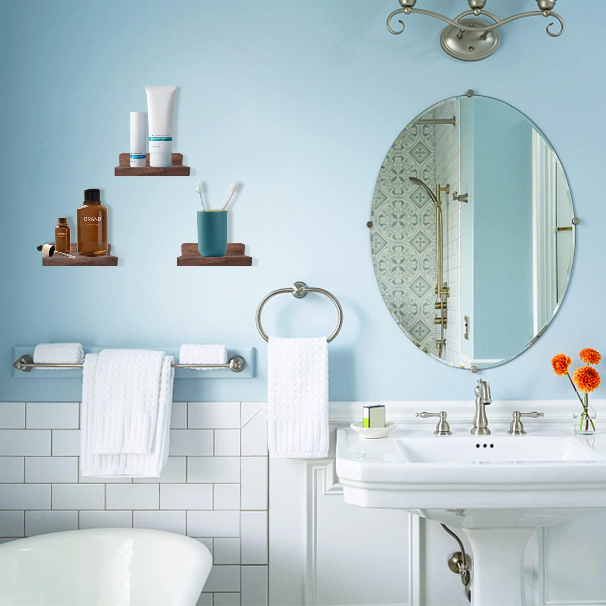 WOLTU Étagère Murale,Étagère Suspendue,Étagère Flottante En MDF,Lot De 3 ,Blanc,pour Salon,Cuisine,Chambre,Salle De Bain Etc | Leroy Merlin