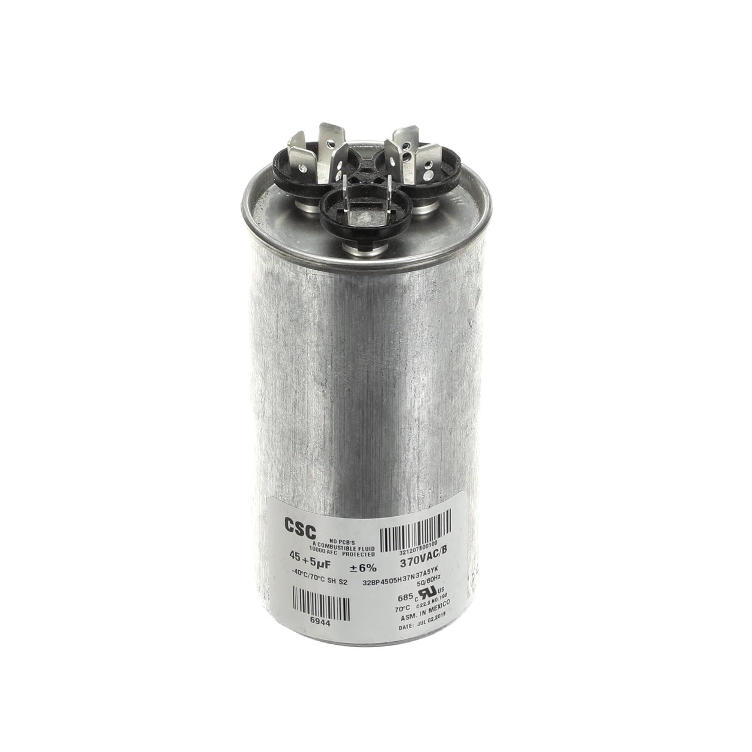 York Dual Run Capacitor, 45/5Mfd,370V,Round