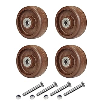 LONGRUNFORU 5 Inch Caster Wheels, Nylon&Glass wheel -High Temperature Resistance: -40 F to +475 F, Roller Bearing-1/2