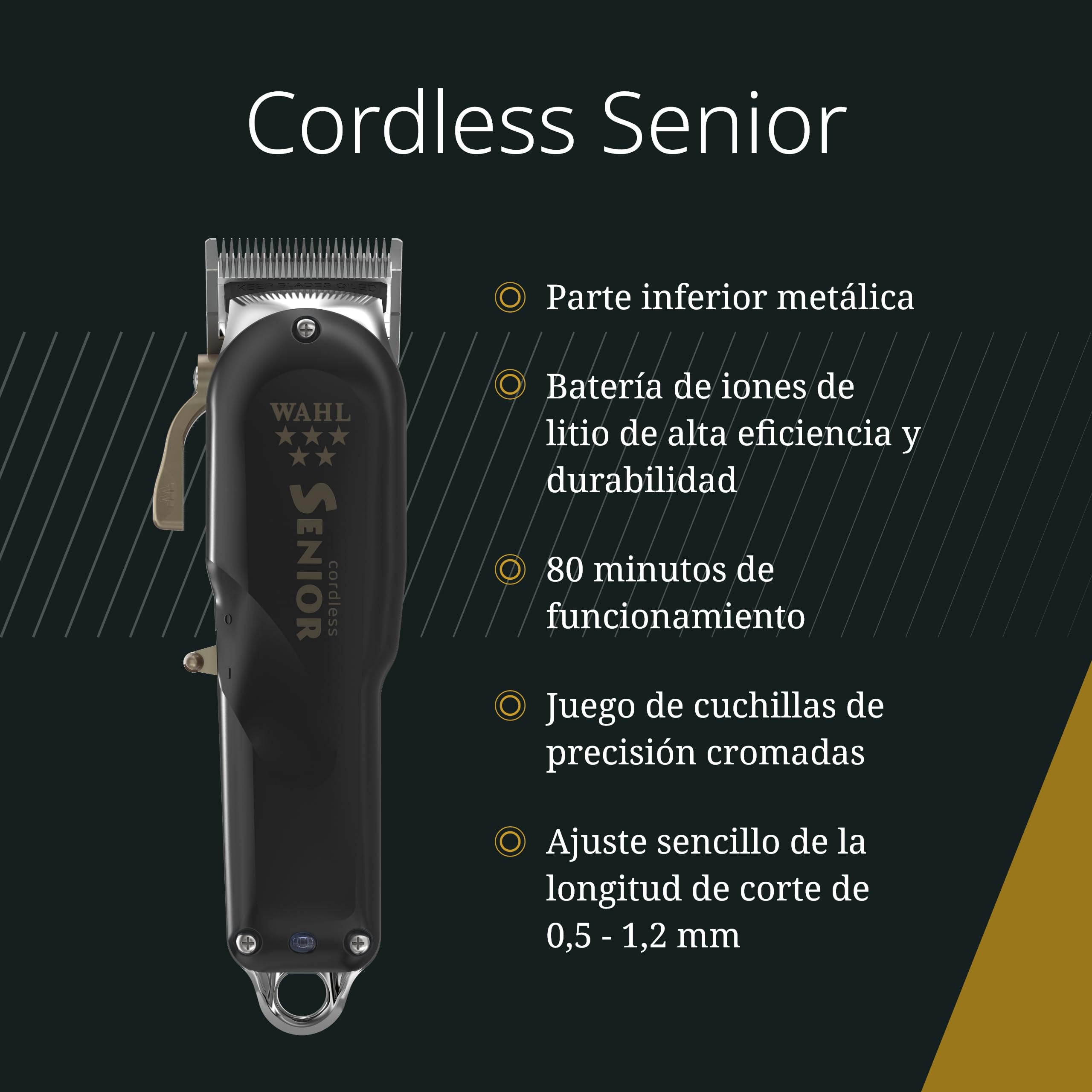 Wahl Cordless Senior Cortapelos Profesional Inalámbrico con Cable Máquina de Cortar Pelo Potente Rápida Corte de Precisión