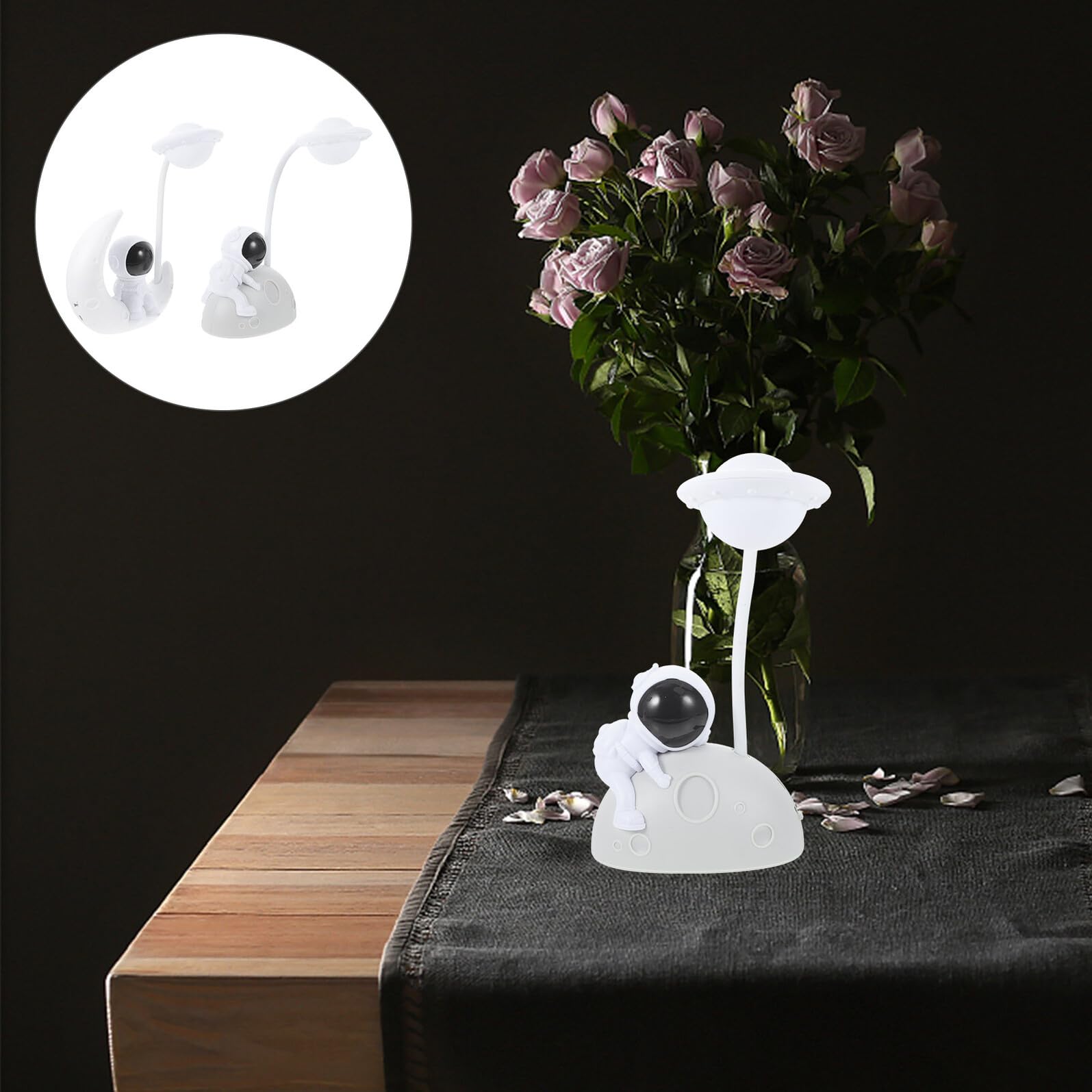 GLEAVI Lámpara Nocturna LED Forma de Astronauta y Luna, USB Recargable, Luz Templada sin Deslumbrar, Decoración Adecuada para Habitaciones Infantiles y Escenas Nocturnas