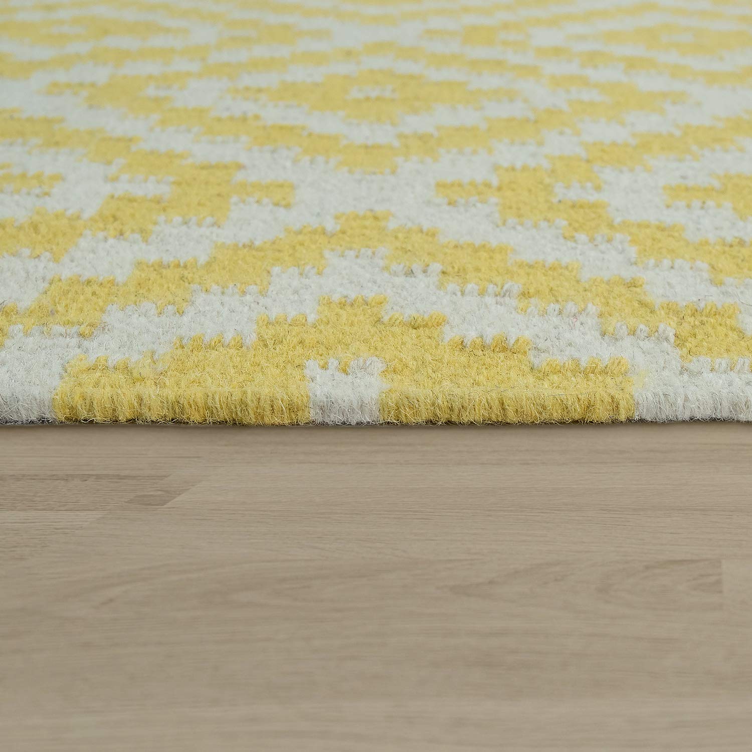 TT Home Tapis Moderne Motif Marocain Tissé Main Scandinave Losanges Franges Jaune Blanc, Dimension:160x230 cm