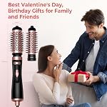 Hair Dryer Brush, Big 3-in-1 Rotating Round Hot Air Spin Brush Set with 2 Brushes (2" & 1.5"), Negative Ionic Blow Volumizer, 2 Detachable Auto-Rotating Curling Brush