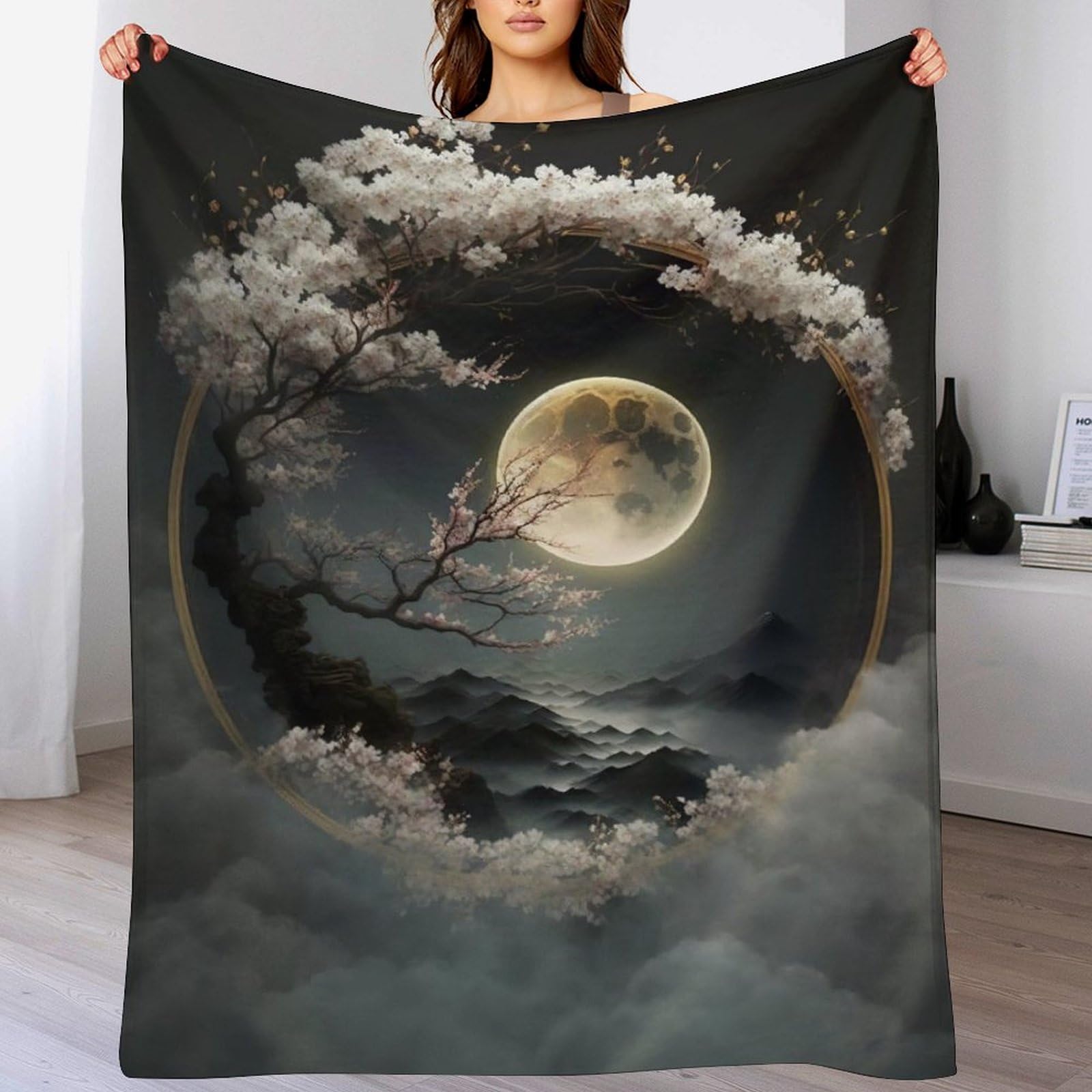 Couverture canapé style japonais en flannel douce pour salon et lit 180x200cm