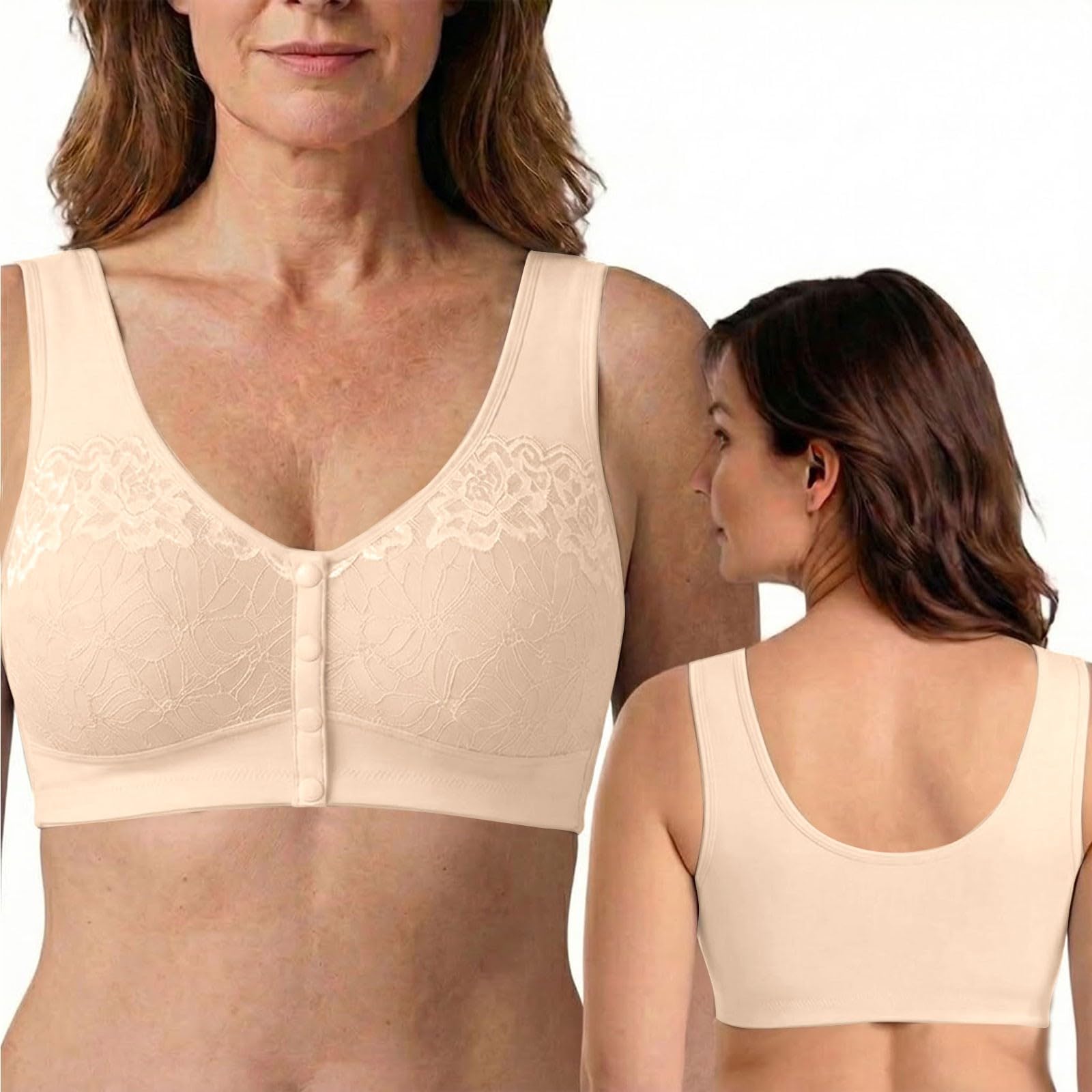 Generic Bras for Seniors Wireless Front Closure Comfortable Bra Womens Full Coverage Anti-Sagging Powerful Push Up Bralettes