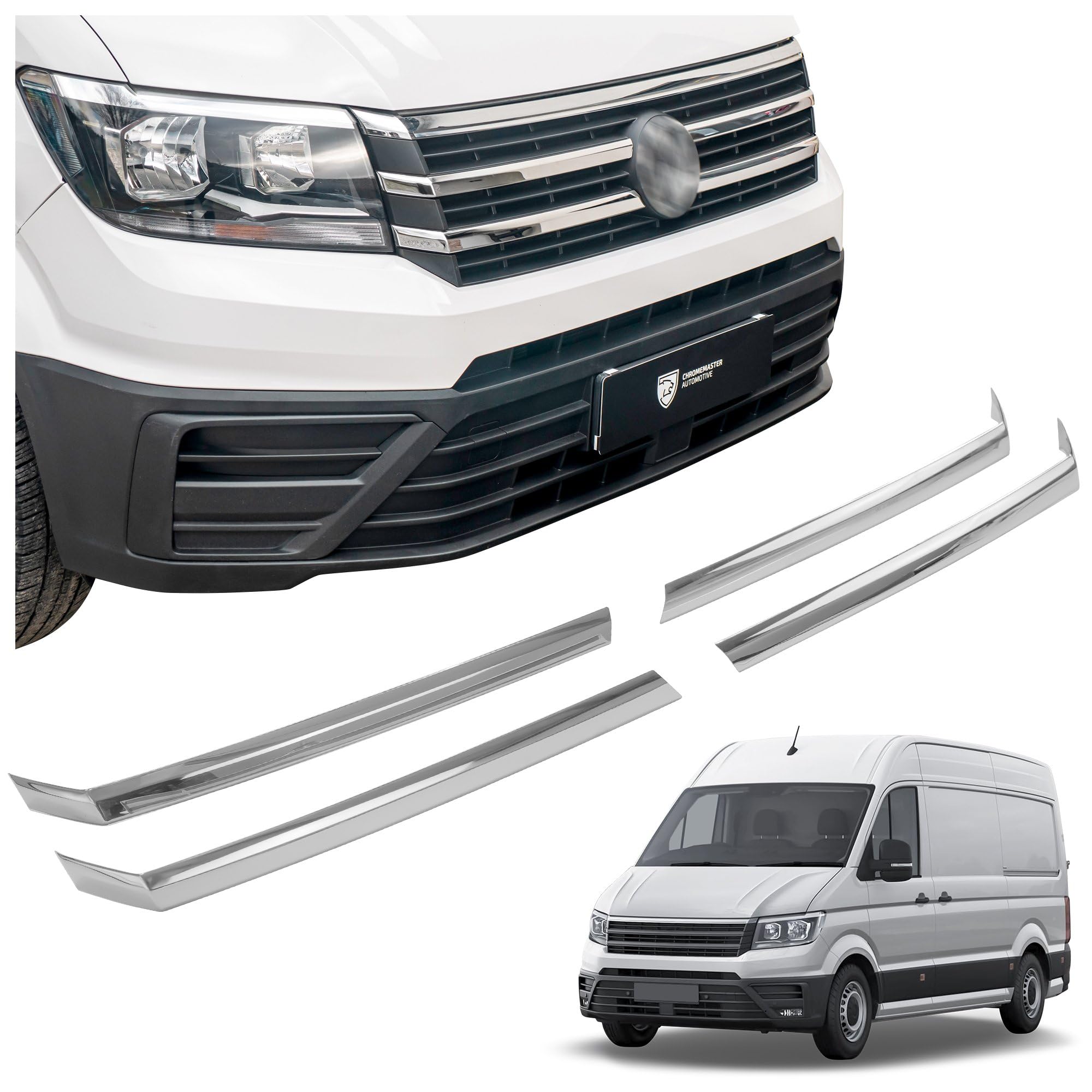 CHROMEMASTER | Kompatibel mit VW Crafter 2017+ | Leisten für Kühlergrill, Zierblenden, Rostfreier Stahl Poliert | Perfekte Passform; Neues, Attraktives Erscheinungsbild des Fahrzeugs