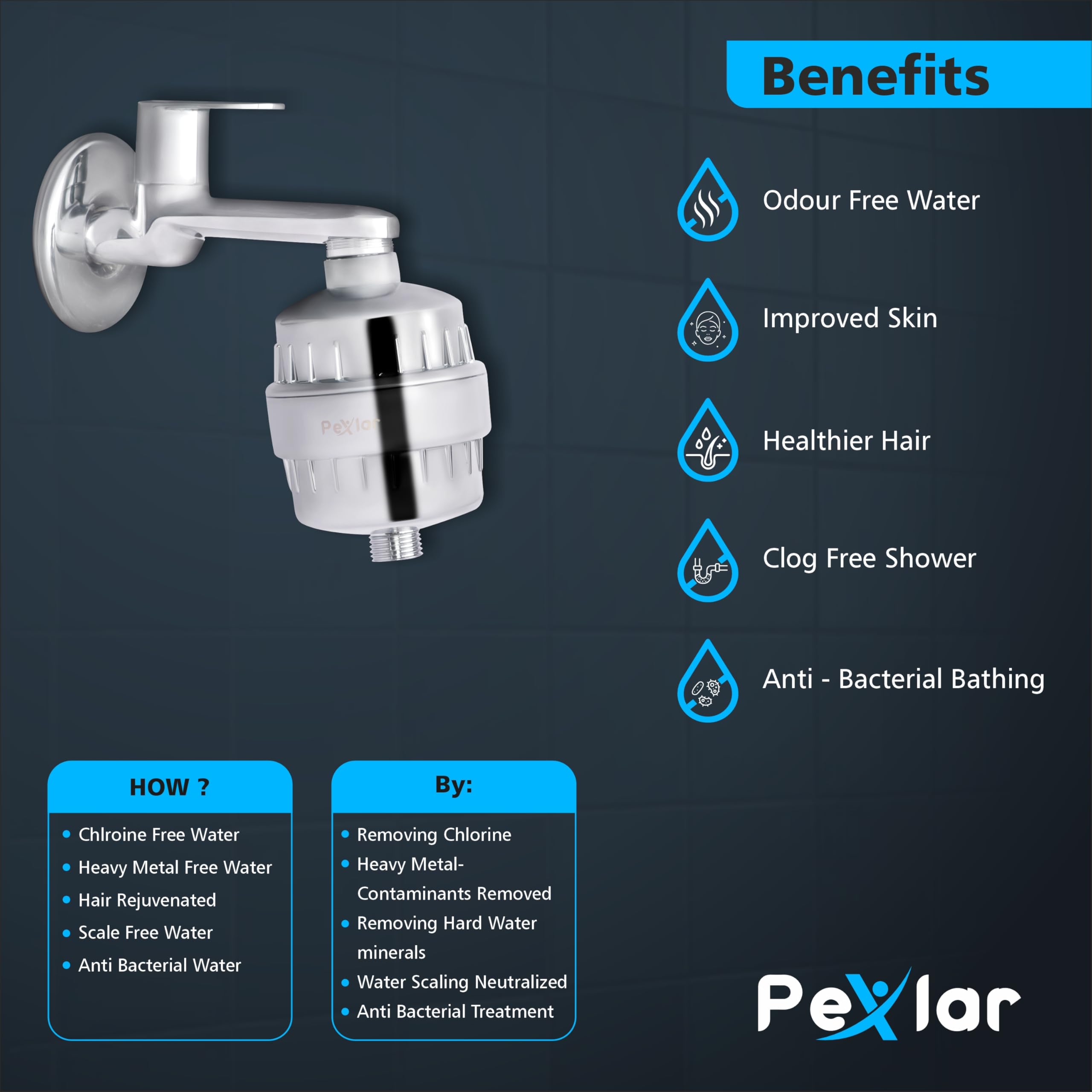Shower head filter | Multifunctional | Reduce Dry Skin | Chrome