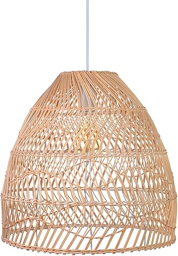 Arturesthome Lámpara colgante de ratán, lámpara de mimbre estilo bohemio, cesta de techo, lámpara colgante grande de tejido natural para fregadero disponible en Yaxa Peru