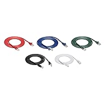 Amazon Basics Cavo RJ45 Ethernet Cat6, con protezione sulla clip di sgancio, 1.5m (confezione da 5), Nero, Rosso, Blu, Bianco, Verde