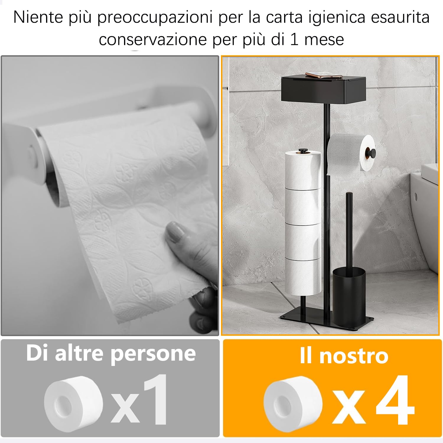 Portarotolo Carta Igienica Con Ripiano Per Telefono - Acciaio Inox, Da Parete, Per Bagno - Foto 12