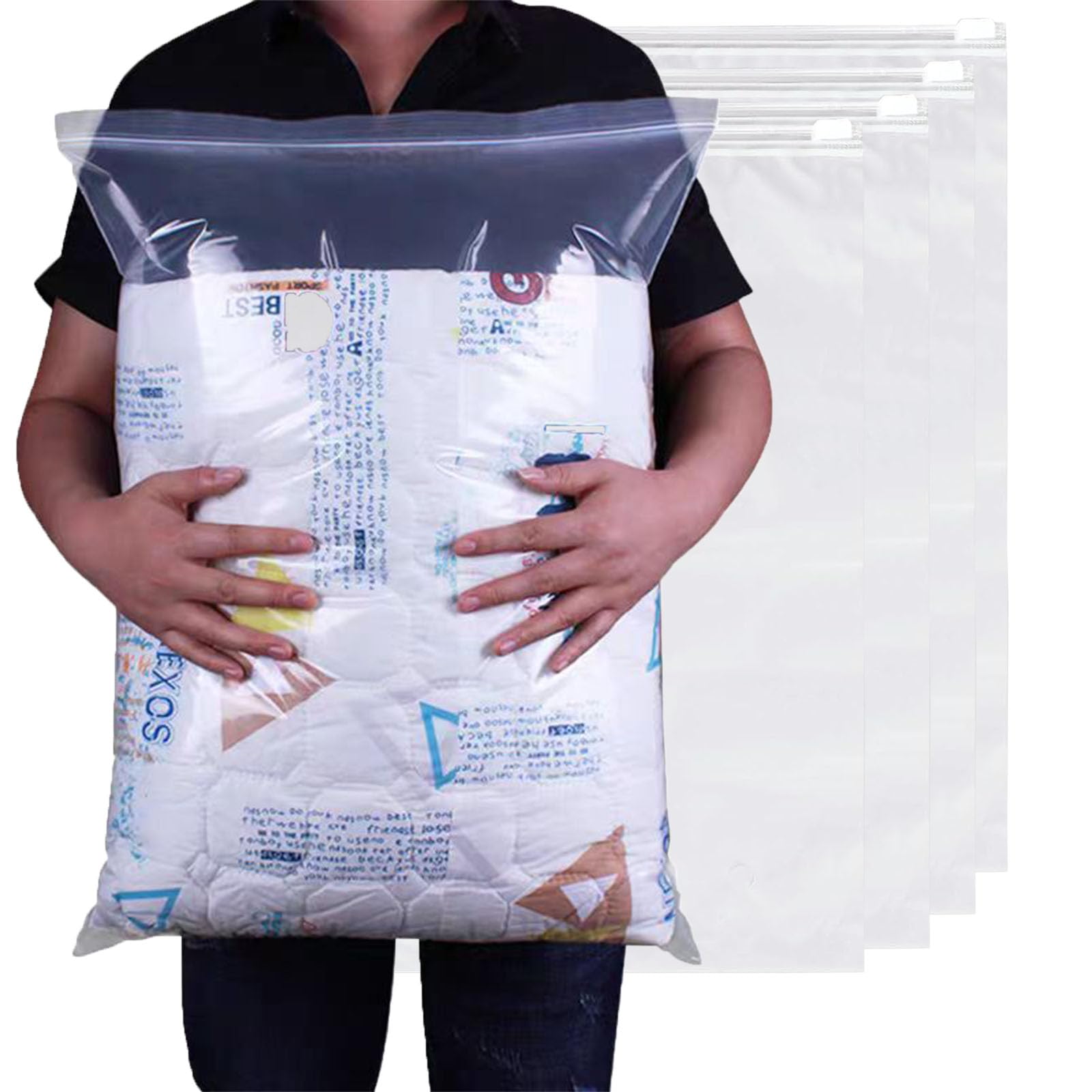 20 transparente Kleidertaschen mit Reißverschluss, große Reisekleidung, Aufbewahrungstaschen, wiederverschließbar, große Kunststoff-Gepäcktasche für Mäntel, sperrige Kleidung, Badetücher und
