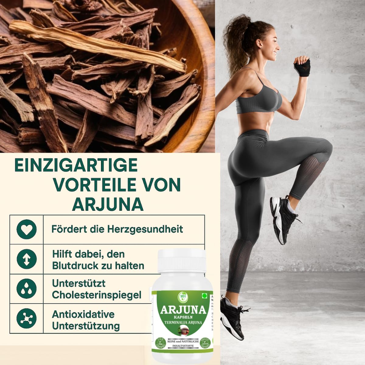Arjuna Kapseln 500 mg | 4er Pack (240 pflanzliche Kapseln) | Terminalia Arjuna Extrakt | Herzgesundheit & Kreislauf | Natürliche Ayurveda Ergänzung