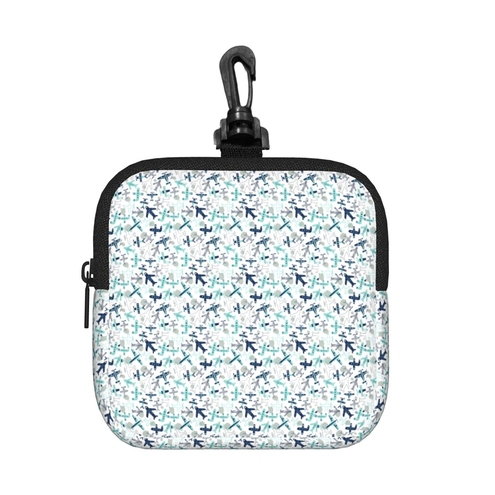 Airplane Print Square Storage Bag Travel Toiletry Cosmetic Organizer Pouch Lightweight Reusable