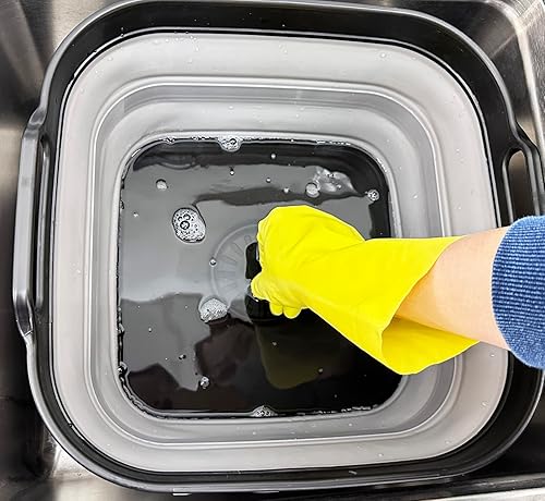 Miniatura 8 de SAMMART Sartén plegable de 10 L (2.64 galones) con tapón de drenaje, lavabo plegable, tina portátil para lavar platos, bandeja de almacenamiento de