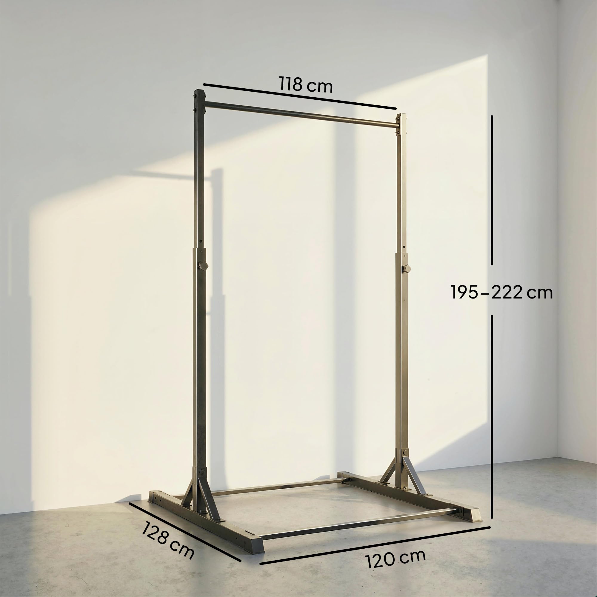 SPORTNOW Barra per sollevamento pesi da 200 kg, 8 livelli di altezza, robusto telaio in acciaio da 128 cm, attrezzatura fitness per la casa e la trazione, nero